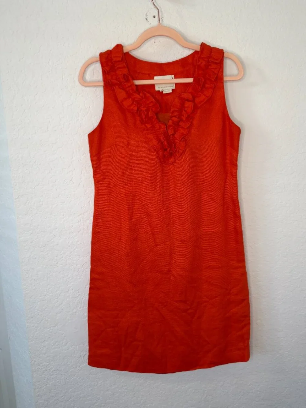 Kate Spade Mini Ruffle NeckDress – S- Bright Orange/ Red- MSRP $348